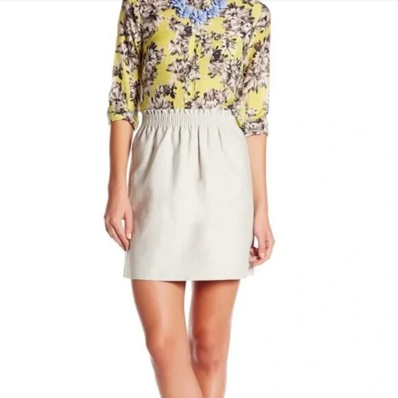 J. Crew Light Grey 100% Linen Paper-bag Mini Summer Skirt Size 8 - Picture 10 of 12